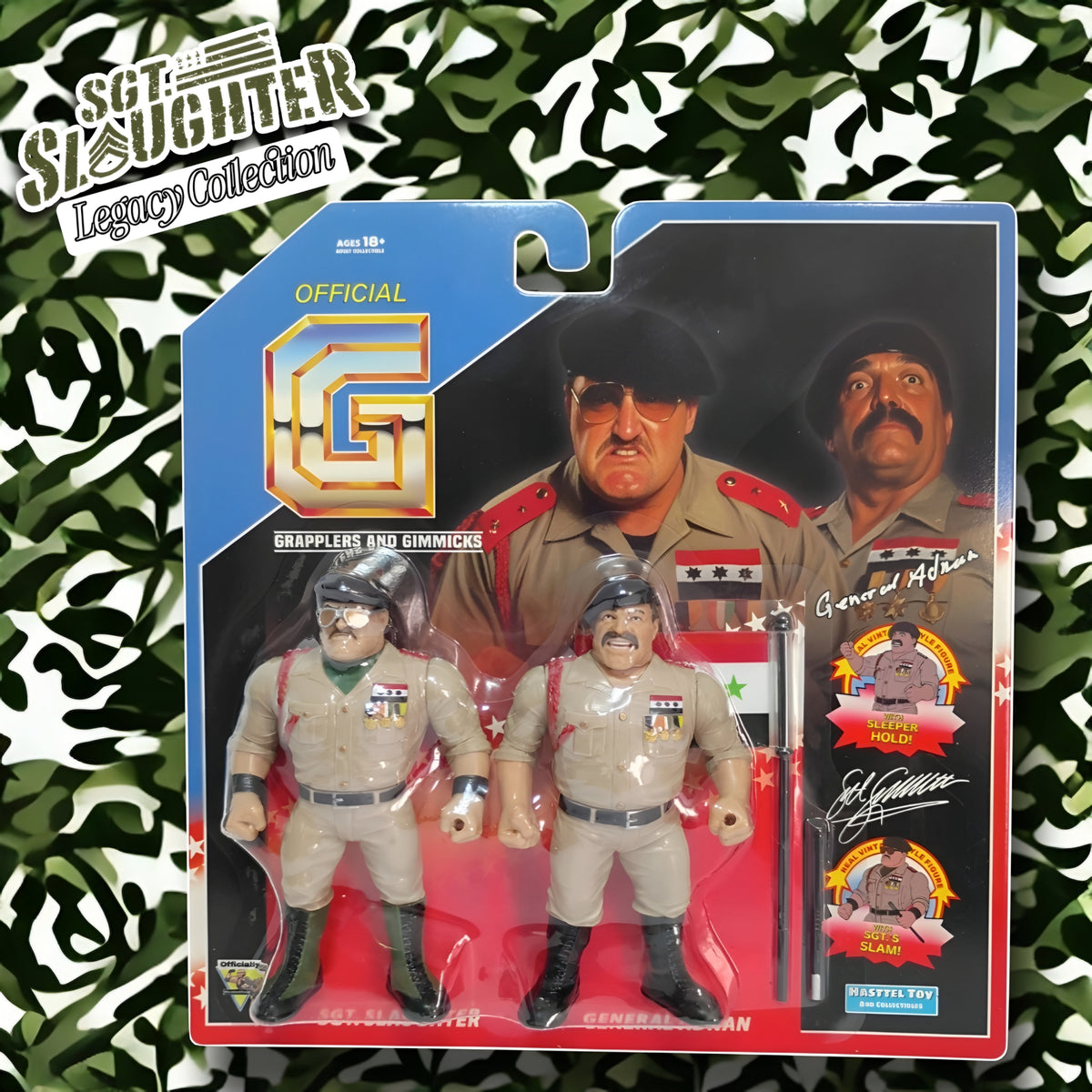 Sgt Slaughter And General Adnan! Vintage Style Figure! Free USA