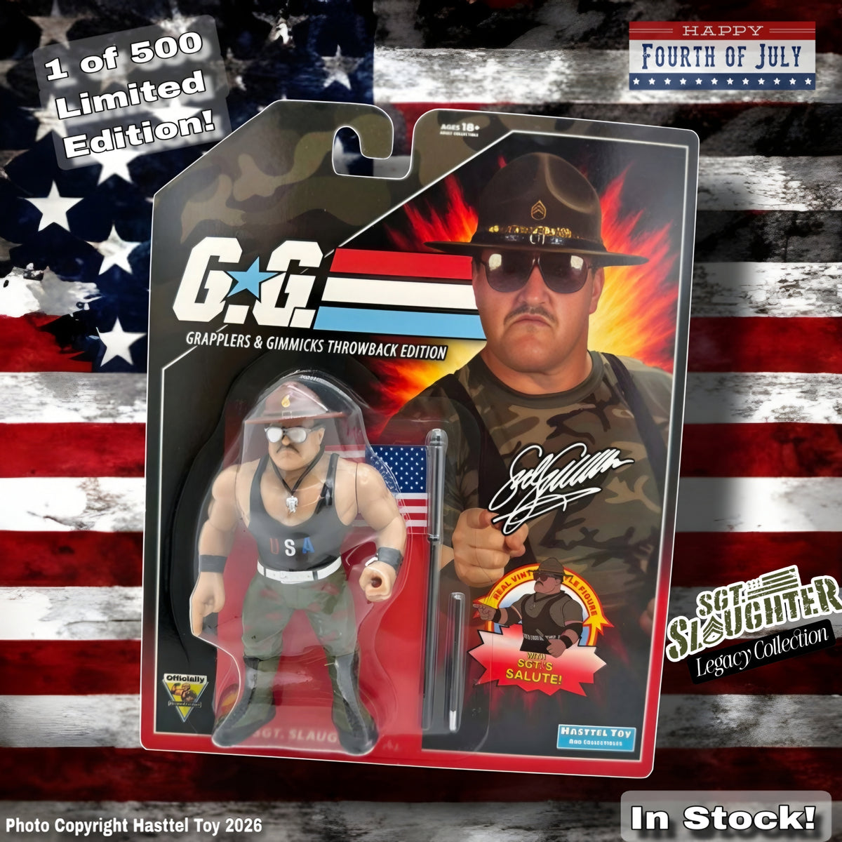 Sgt Slaughter 1 of 500 USA Edition Vintage Style Figure! In Stock