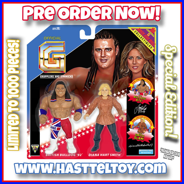 British Bulldog and Diana Hart 92' Edition Vintage Style Figures *Pre Order* Free USA Shipping!